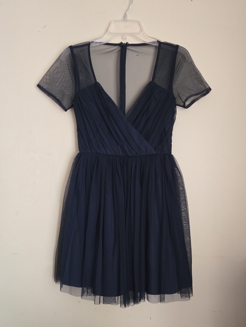 ASOS Navy Tulle Fit & Flare Dress
